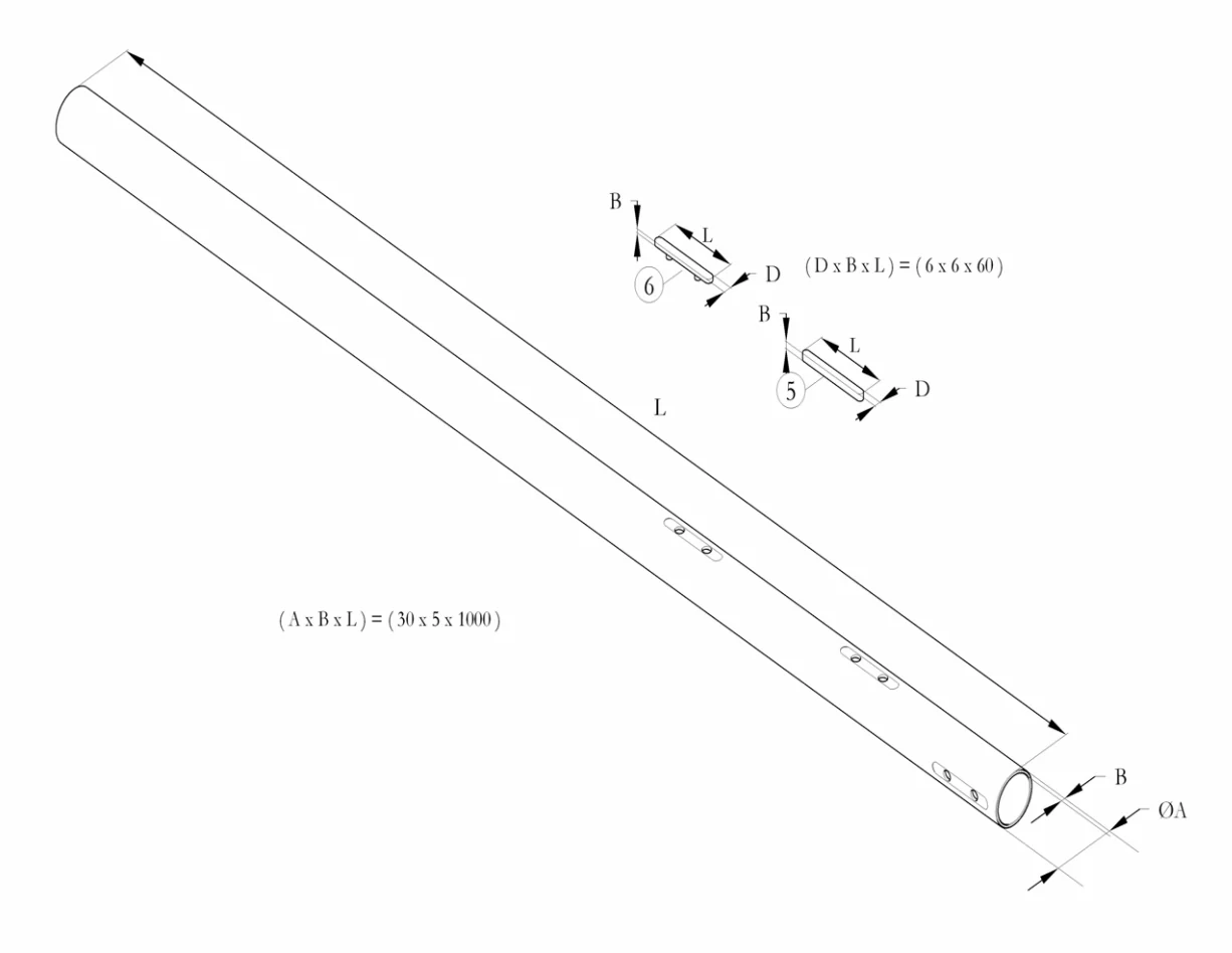 Freeline Rear Axle 50mm 1020mm KF Birel - Image 3