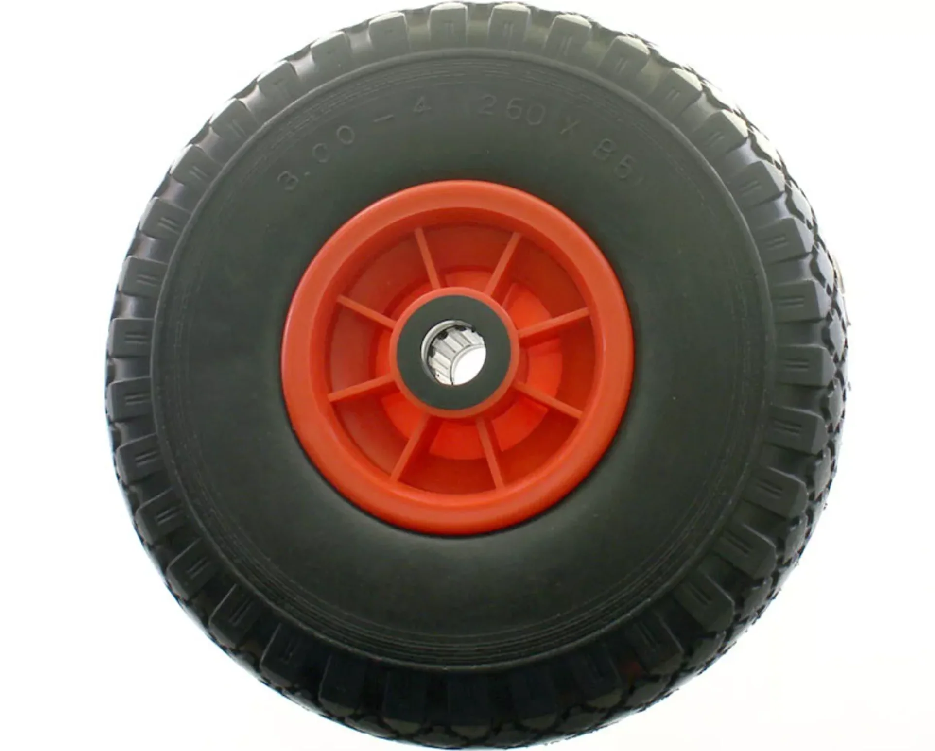Red Plastic Foam Filled Trolly Wheel 10" 3.00-4 (20mm Bore -75mm length) - Image 3