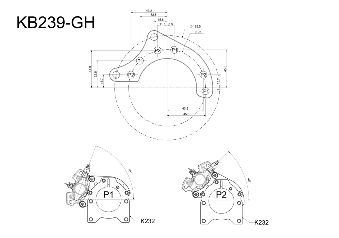 Support for MA21 Brake Caliper Minikart - Chromed - Image 2